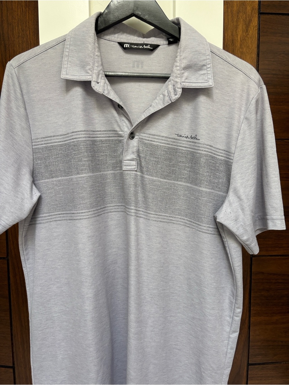 Travis Mathew Light Gray Striped Polo